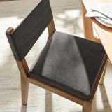 Bora Fabric Upholstered Wood Armless Dining Chair in Dark Gray
