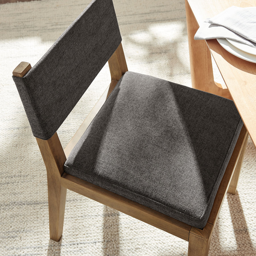 Bora Fabric Upholstered Wood Armless Dining Chair in Dark Gray
