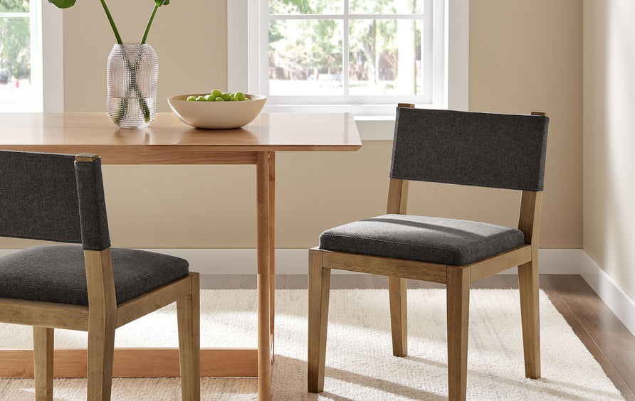 Bora Fabric Upholstered Wood Armless Dining Chair in Dark Gray