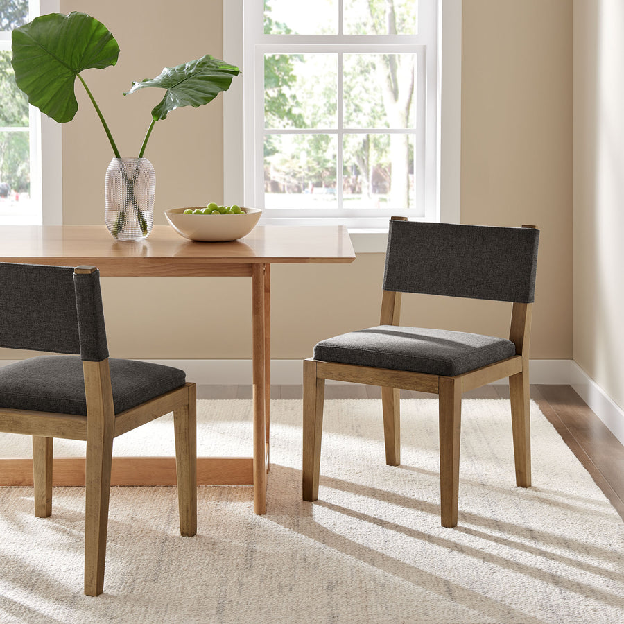 Bora Fabric Upholstered Wood Armless Dining Chair in Dark Gray