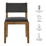 Bora Fabric Upholstered Wood Armless Dining Chair in Dark Gray