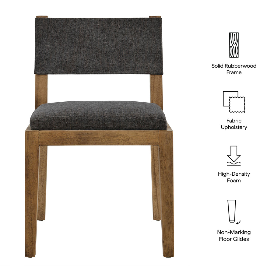 Bora Fabric Upholstered Wood Armless Dining Chair in Dark Gray