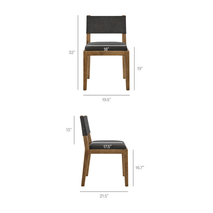 Calder Fabric Upholstered Wood Armless Dining Chair by Furniture for America