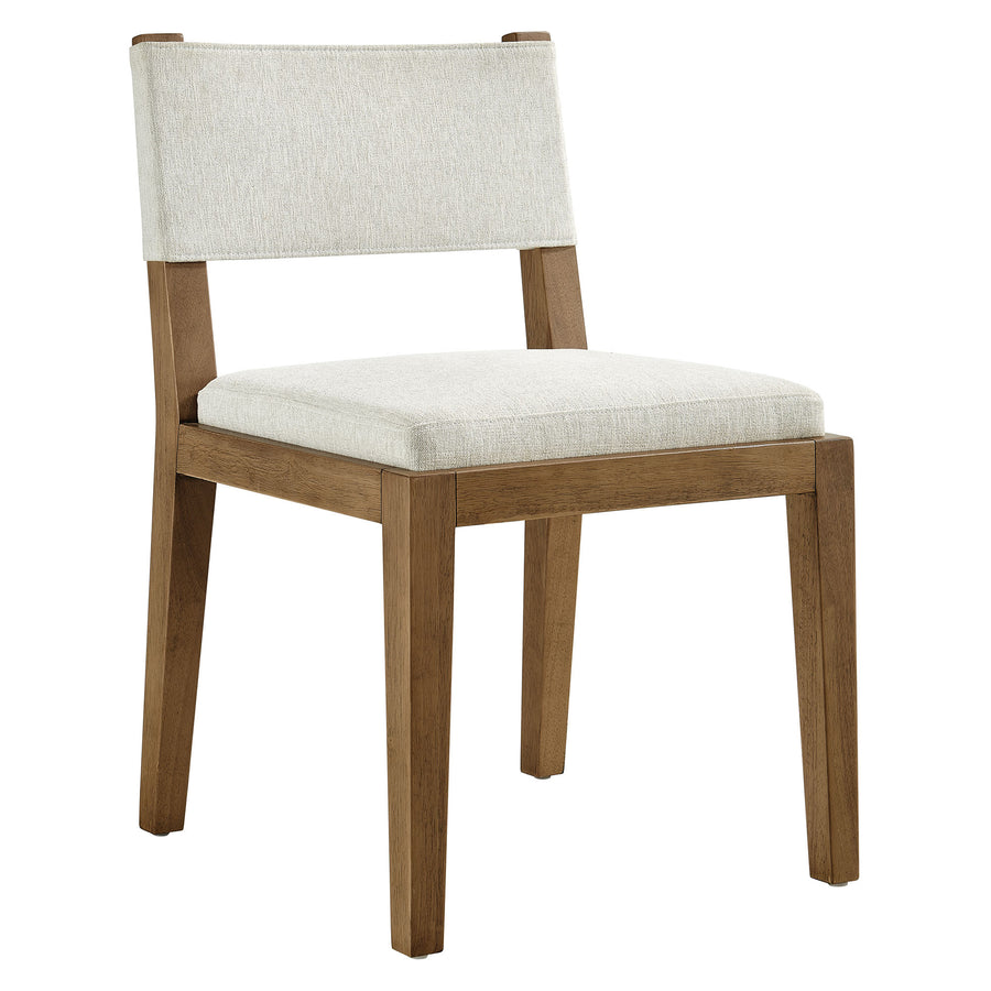 Bora Fabric Upholstered Wood Armless Dining Chair in Ivory