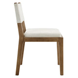 Bora Fabric Upholstered Wood Armless Dining Chair in Ivory