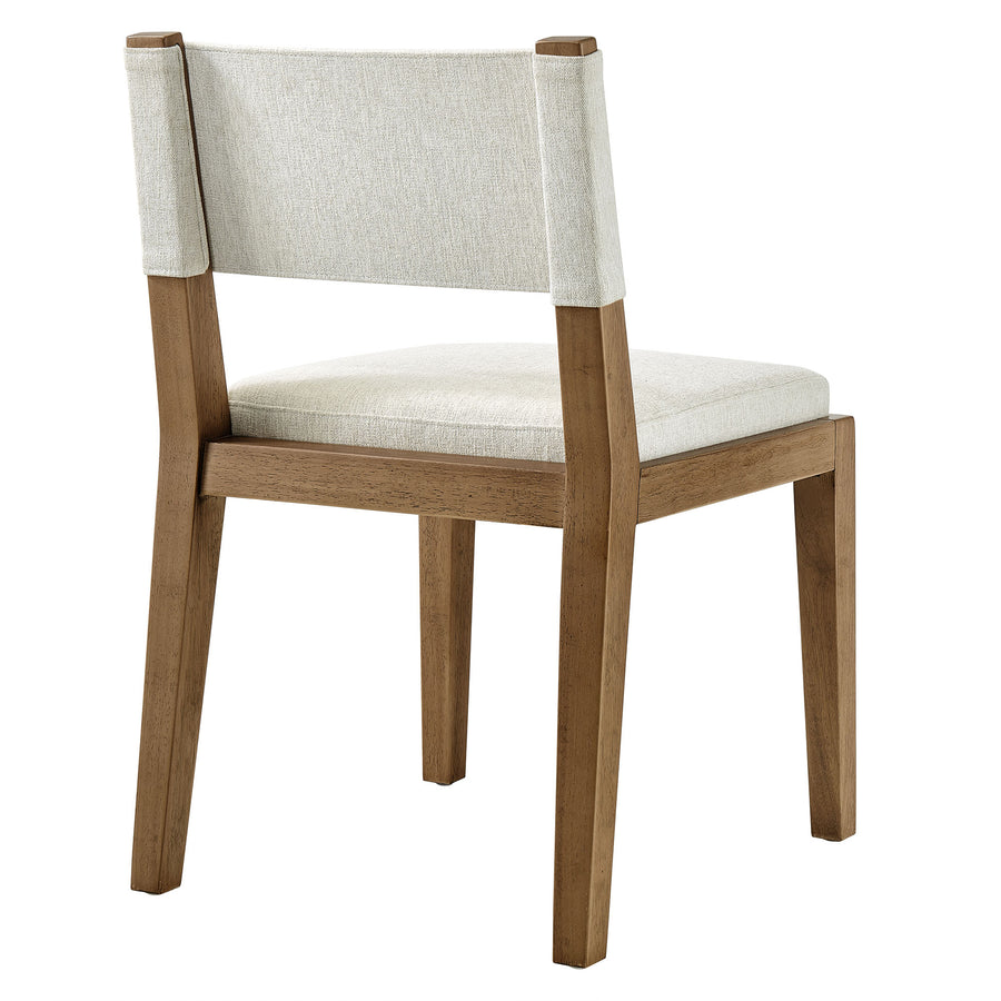 Bora Fabric Upholstered Wood Armless Dining Chair in Ivory