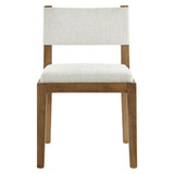 Bora Fabric Upholstered Wood Armless Dining Chair in Ivory