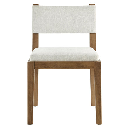 Calder Fabric Upholstered Wood Armless Dining Chair in Ivory