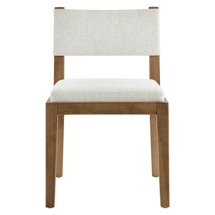 Bora Fabric Upholstered Wood Armless Dining Chair in Ivory