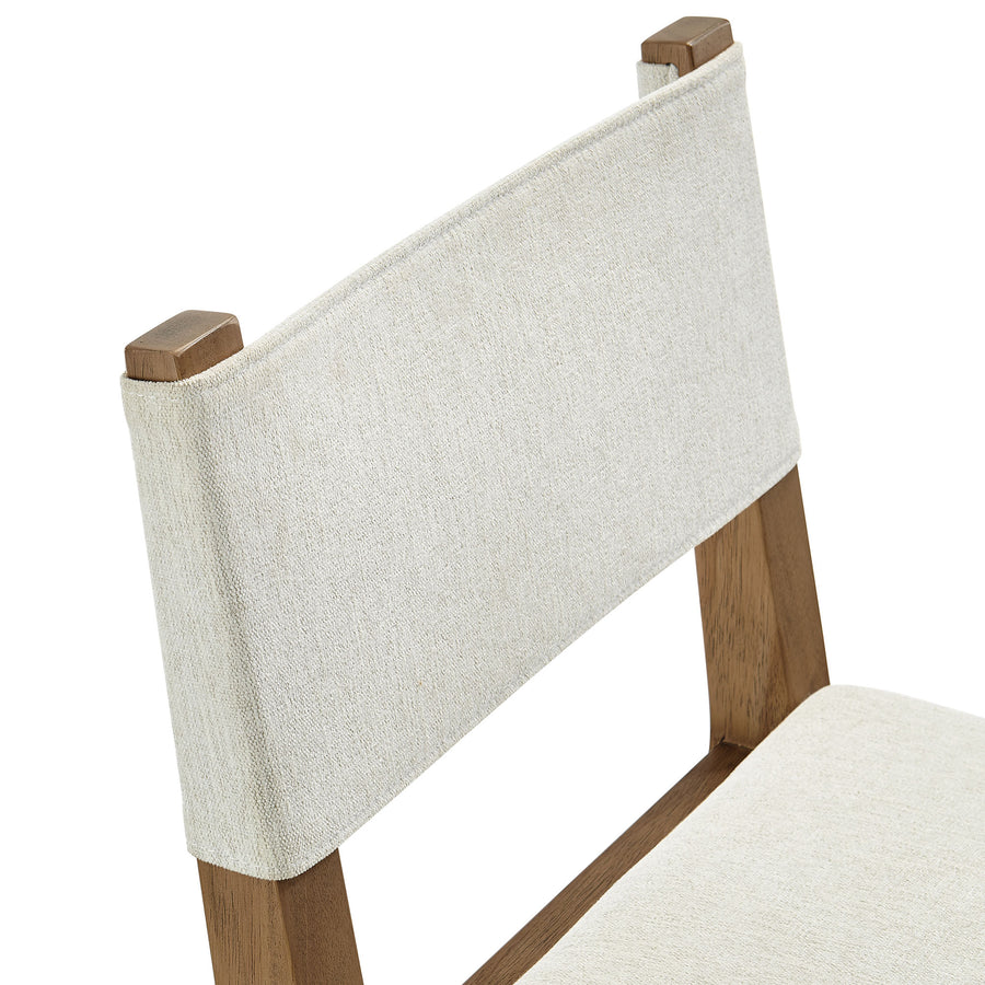 Bora Fabric Upholstered Wood Armless Dining Chair in Ivory