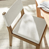 Bora Fabric Upholstered Wood Armless Dining Chair in Ivory