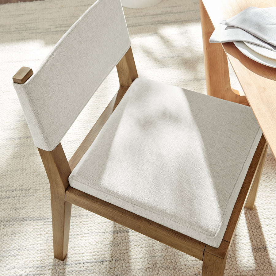 Bora Fabric Upholstered Wood Armless Dining Chair in Ivory