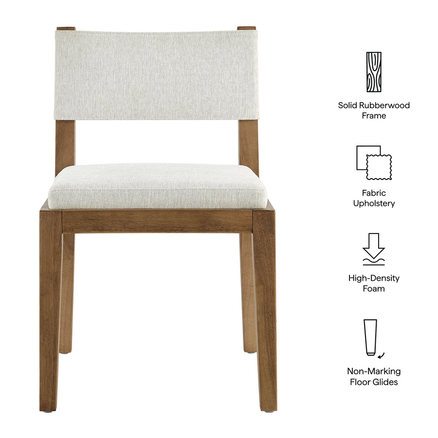 Bora Fabric Upholstered Wood Armless Dining Chair in Ivory