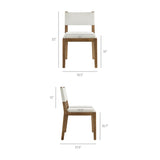 Bora Fabric Upholstered Wood Armless Dining Chair in Ivory