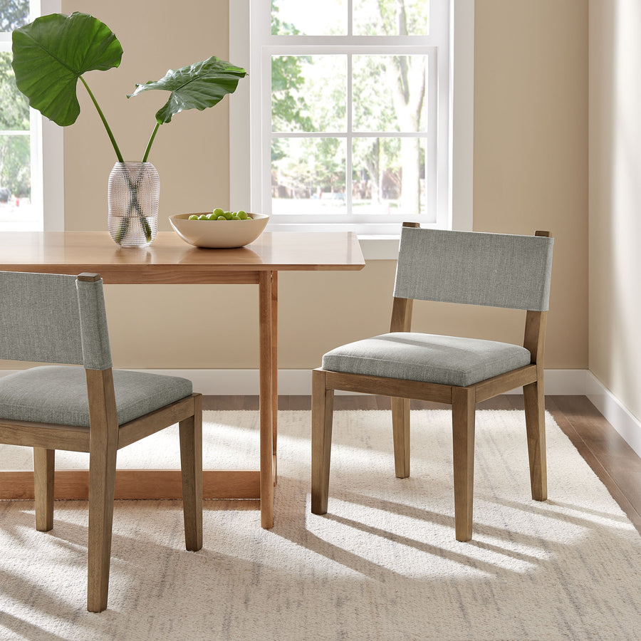 Bora Fabric Upholstered Wood Armless Dining Chair in Wheat