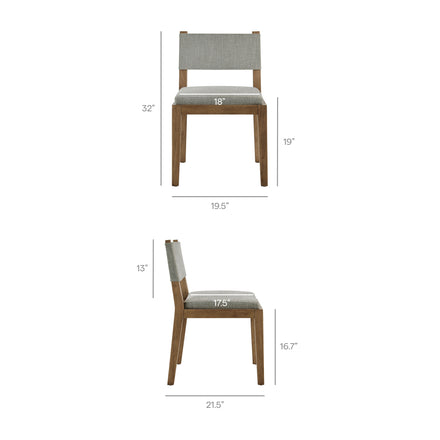 Calder Fabric Upholstered Wood Armless Dining Chair in Wheat