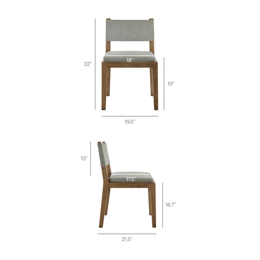 Bora Fabric Upholstered Wood Armless Dining Chair in Wheat