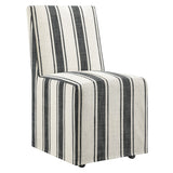 Yara Striped Slipcovered Dining Side Chair in Black Stripe