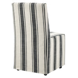 Yara Striped Slipcovered Dining Side Chair in Black Stripe