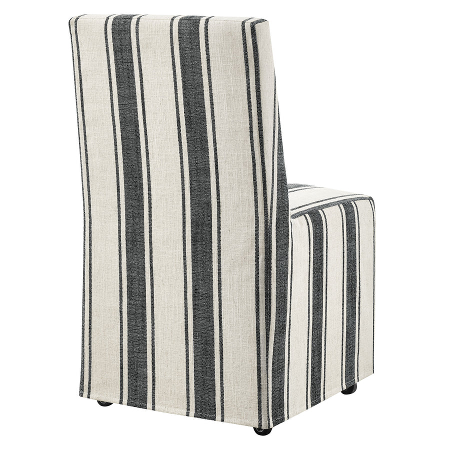 Yara Striped Slipcovered Dining Side Chair in Black Stripe