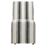 Yara Striped Slipcovered Dining Side Chair in Black Stripe