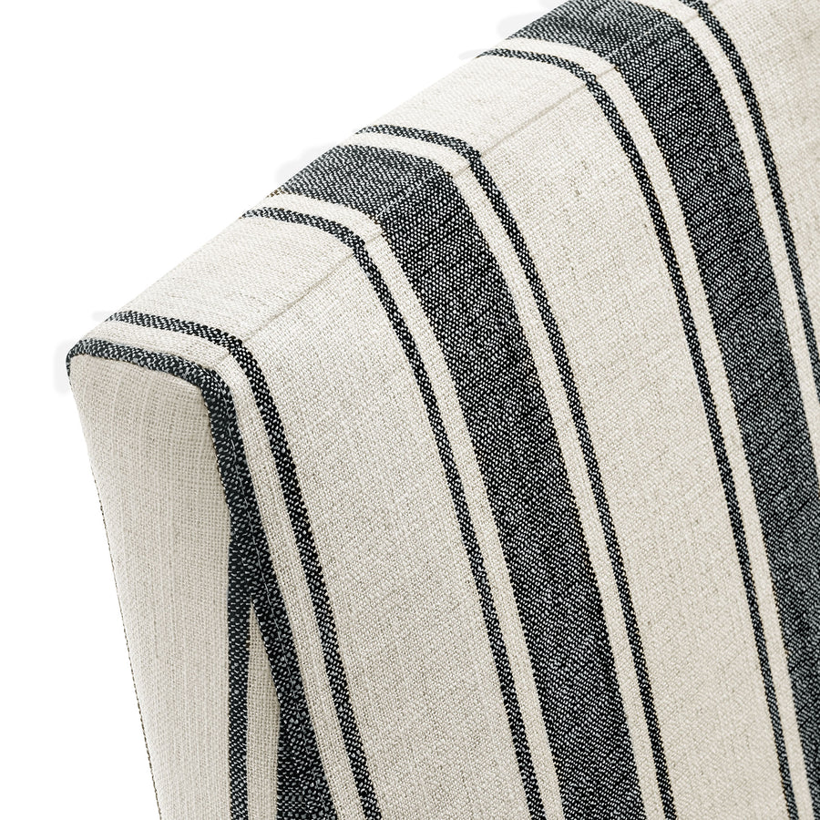Yara Striped Slipcovered Dining Side Chair in Black Stripe