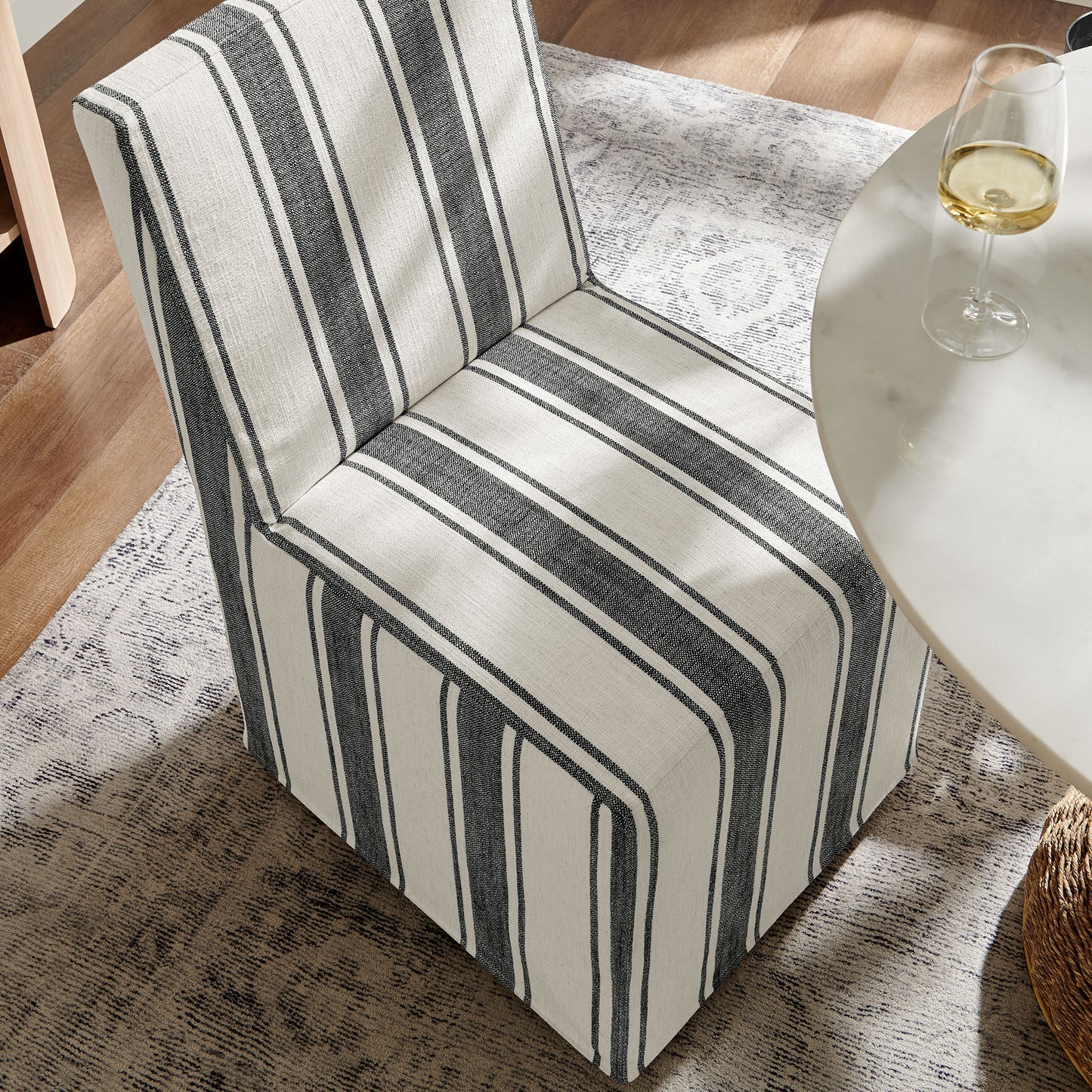 Tessera Striped Slipcovered Dining Side Chair by Furniture for America