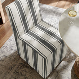 Yara Striped Slipcovered Dining Side Chair in Black Stripe