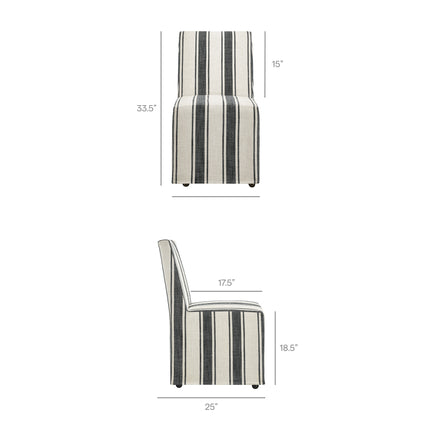 Tessera Striped Slipcovered Dining Side Chair in Black Stripe