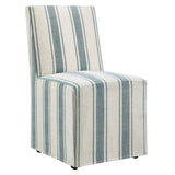 Yara Striped Slipcovered Dining Side Chair in Blue Stripe