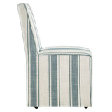 Yara Striped Slipcovered Dining Side Chair in Blue Stripe