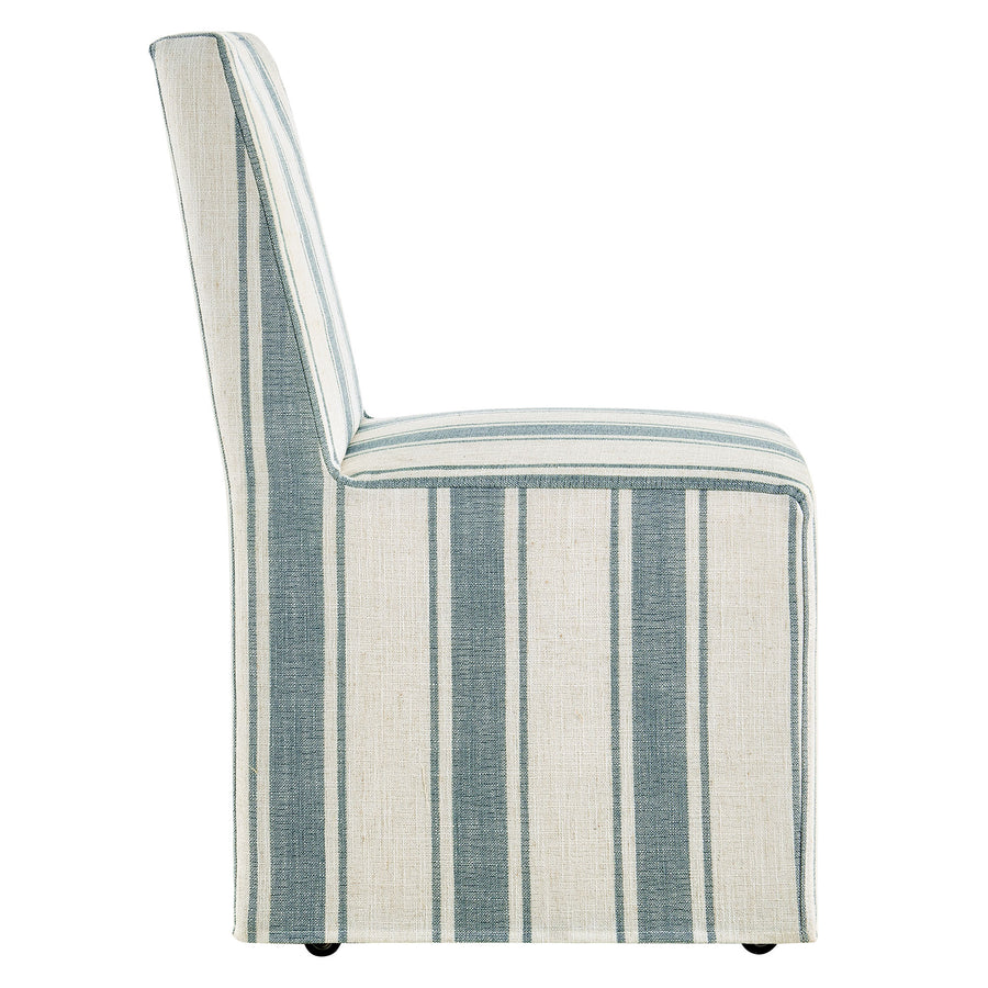 Yara Striped Slipcovered Dining Side Chair in Blue Stripe