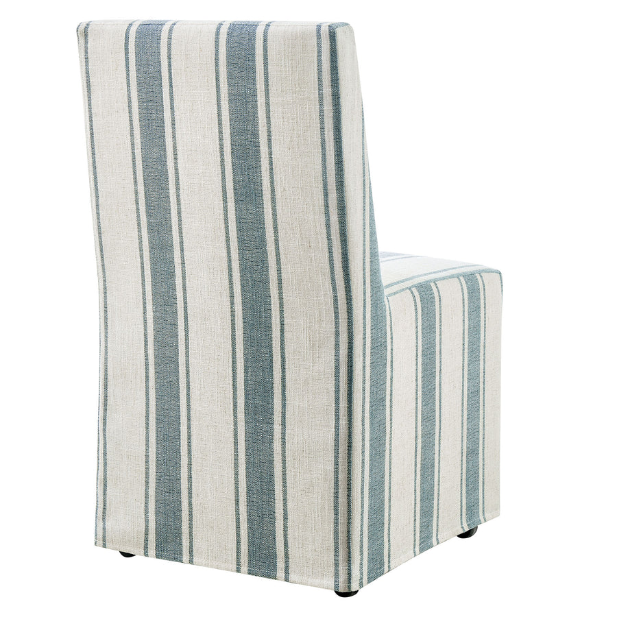 Yara Striped Slipcovered Dining Side Chair in Blue Stripe