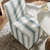 Yara Striped Slipcovered Dining Side Chair in Blue Stripe