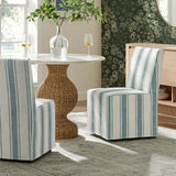 Yara Striped Slipcovered Dining Side Chair in Blue Stripe