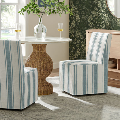 Tessera Striped Slipcovered Dining Side Chair by Furniture for America
