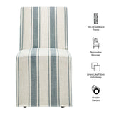 Yara Striped Slipcovered Dining Side Chair in Blue Stripe