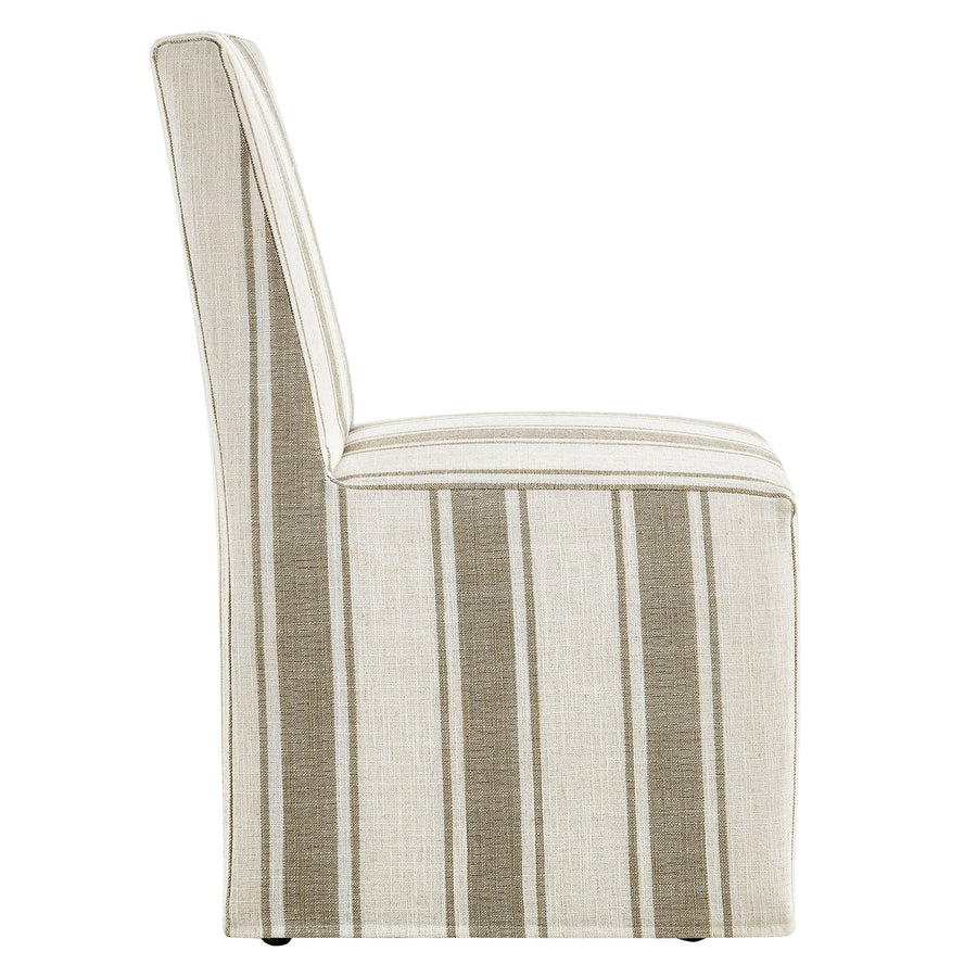 Yara Striped Slipcovered Dining Side Chair in Tan Stripe