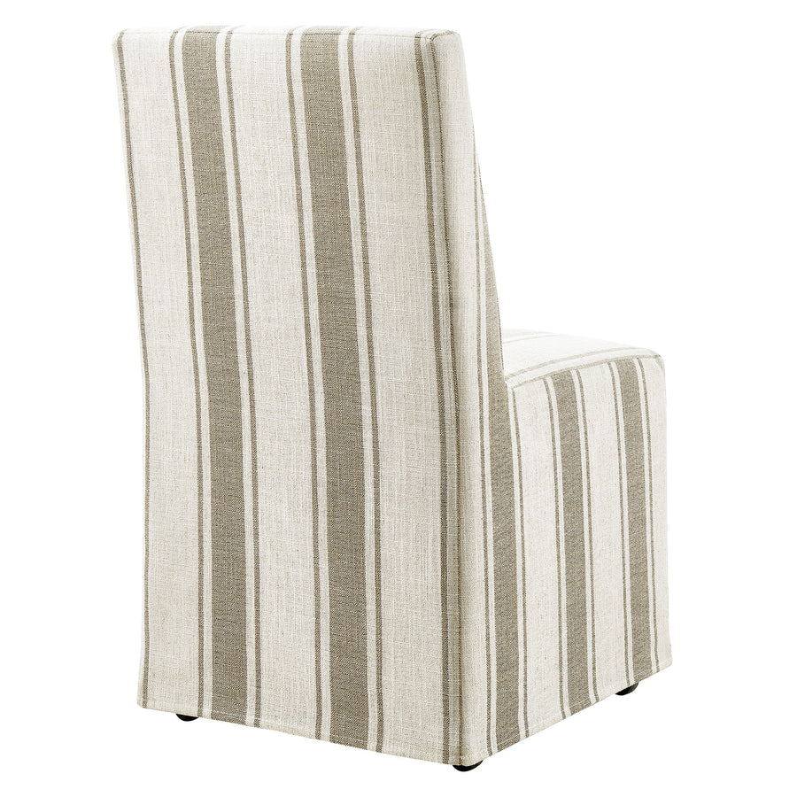 Yara Striped Slipcovered Dining Side Chair in Tan Stripe