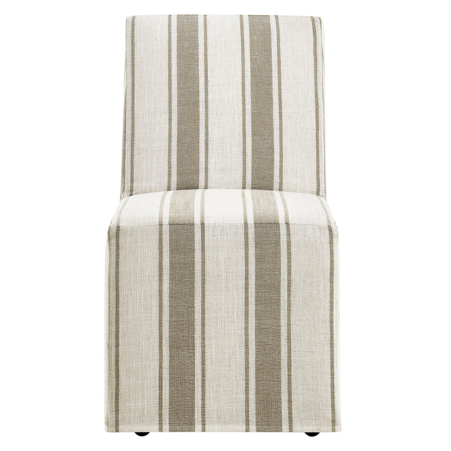 Yara Striped Slipcovered Dining Side Chair in Tan Stripe