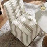 Yara Striped Slipcovered Dining Side Chair in Tan Stripe
