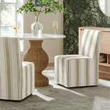 Yara Striped Slipcovered Dining Side Chair in Tan Stripe