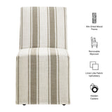 Yara Striped Slipcovered Dining Side Chair in Tan Stripe