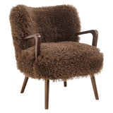 Halsa Faux Shearling Accent Armchair in Brown