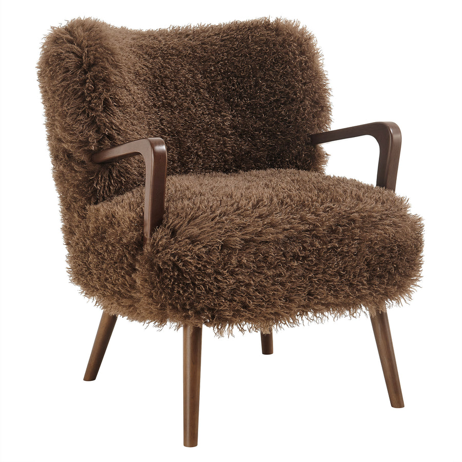 Halsa Faux Shearling Accent Armchair in Brown