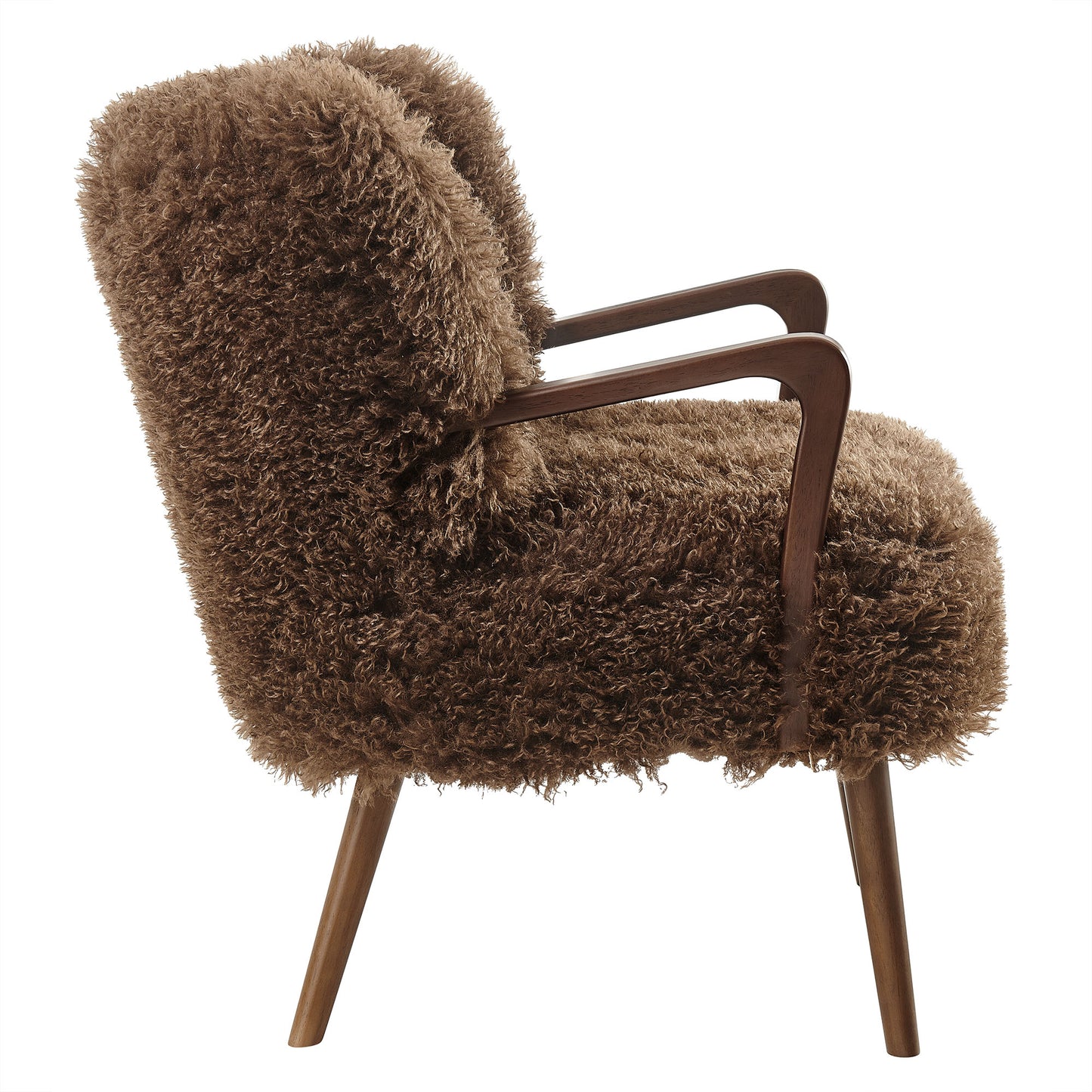 Halsa Faux Shearling Accent Armchair in Brown