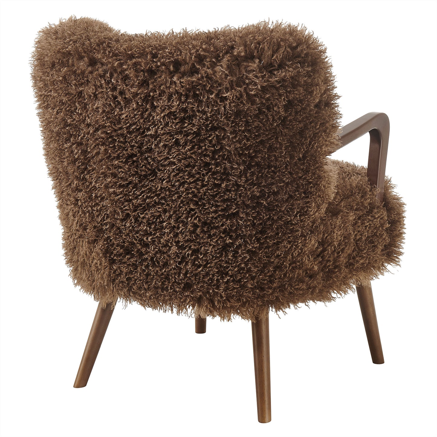 Halsa Faux Shearling Accent Armchair in Brown