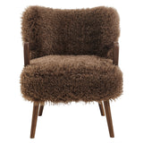 Halsa Faux Shearling Accent Armchair in Brown
