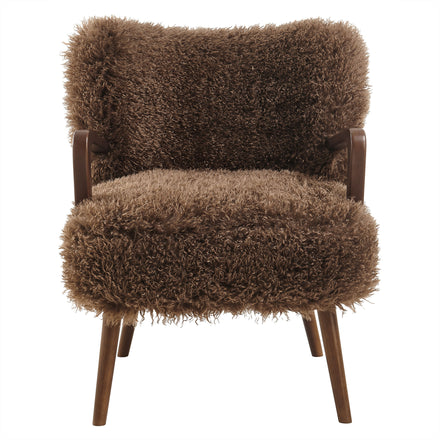 Zerra Faux Shearling Accent Armchair in Brown