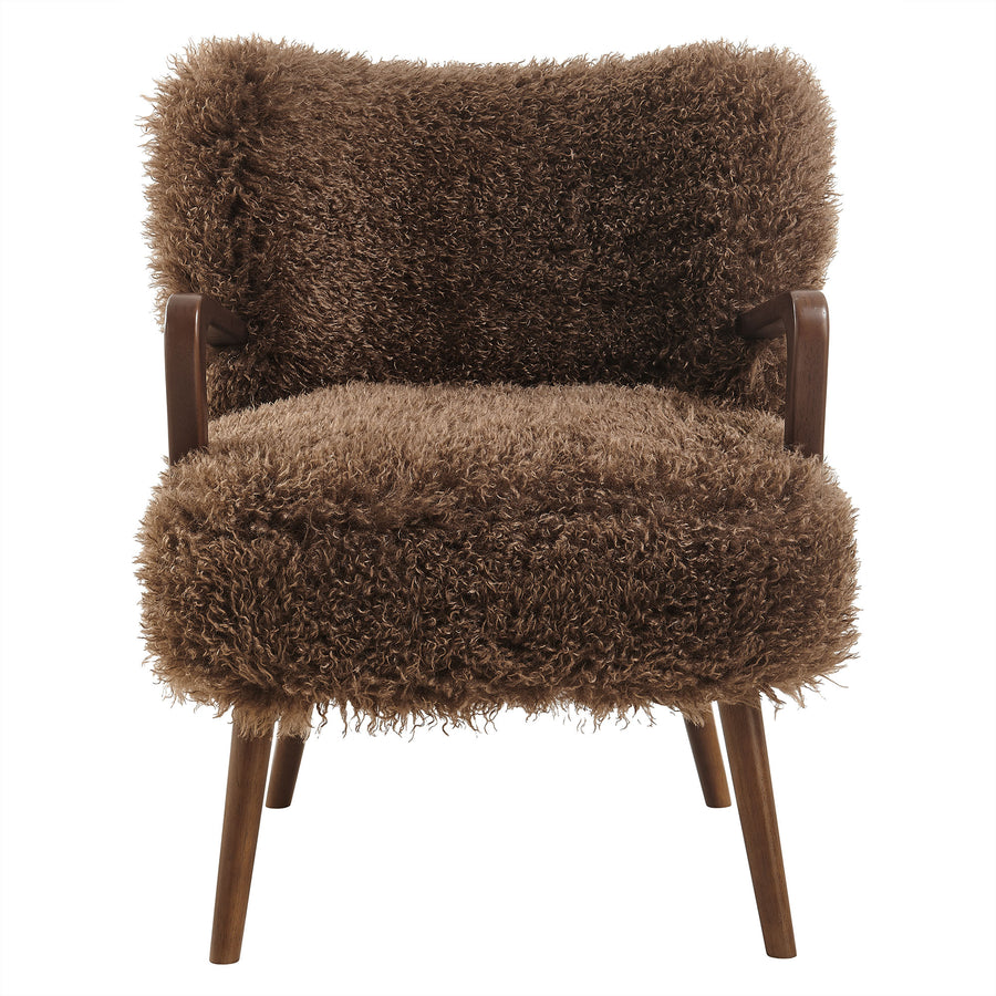 Halsa Faux Shearling Accent Armchair in Brown